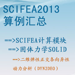 固體力學solid的(de)二維彈性正交各向異性動力分(fēn)析（dyn2deo）【SciFEA2013算(suàn)例】