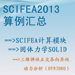 固體力學solid的(de)三維彈性正交各向異性動力分(fēn)析（dyn3deo）【SciFEA2013算(suàn)例】